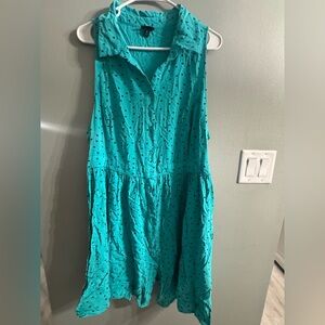 Torrid Green Sleeveless Mini Sundress with Notched Collar